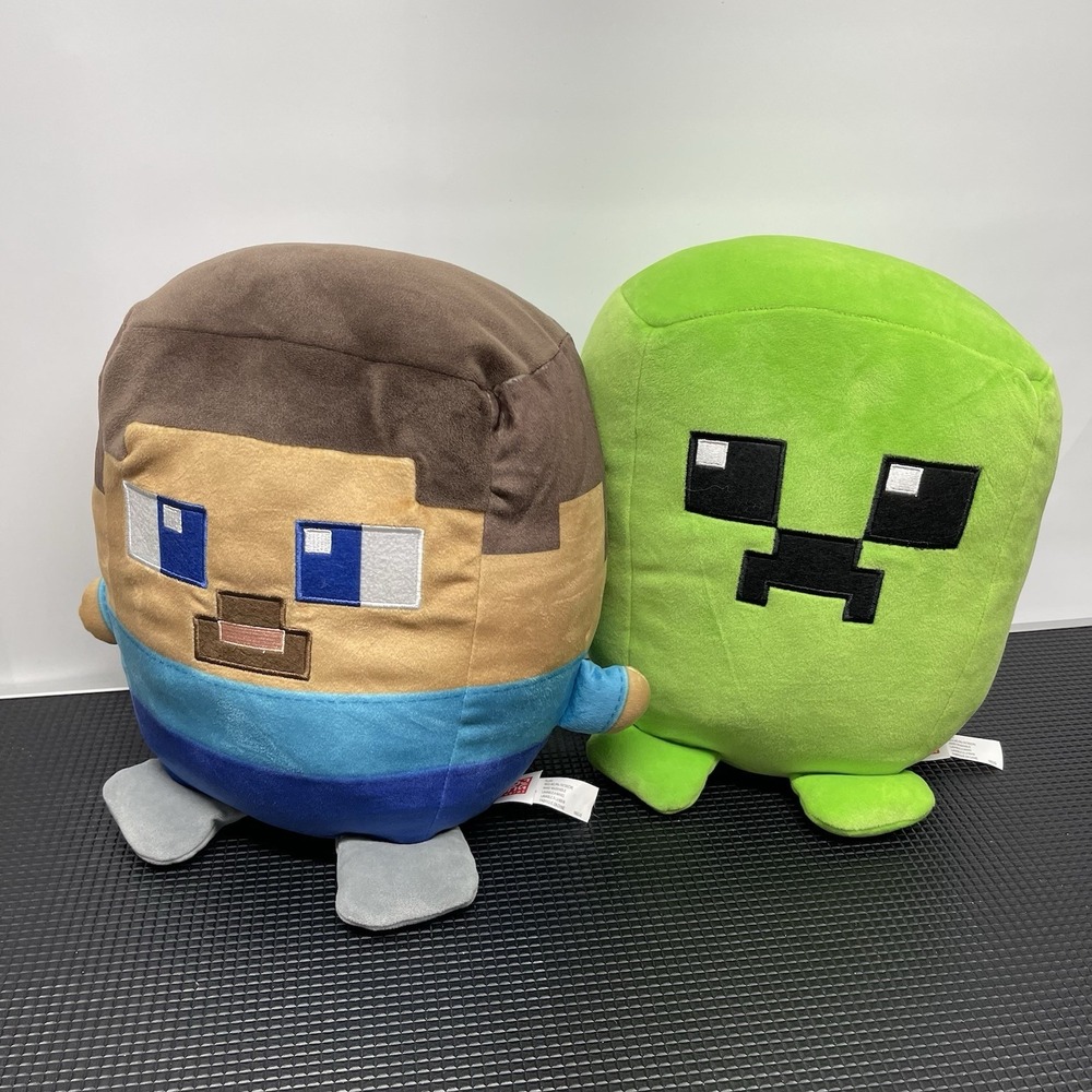 Mattel Cuutopia Minecraft Steve & Creeper Lot 10" Plush Stuffed Toy Mojang